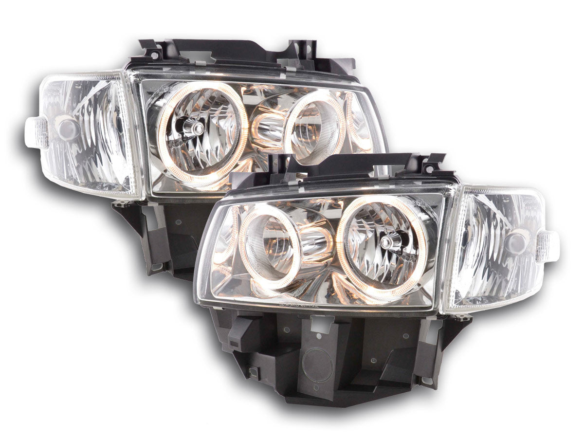 Scheinwerfer Set Angel Eyes VW Bus Typ T4 97-02 chrom Scheinwerfer Set Angel Eyes VW Bus Typ T4 97-02 chrom